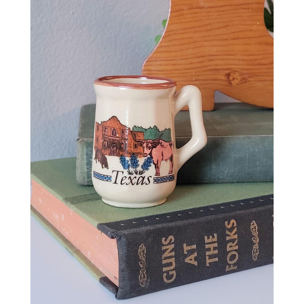 Vintage Toothpick Holder Matchstick Texas Mini Ceramic Mug Souvenir 1970s Japan